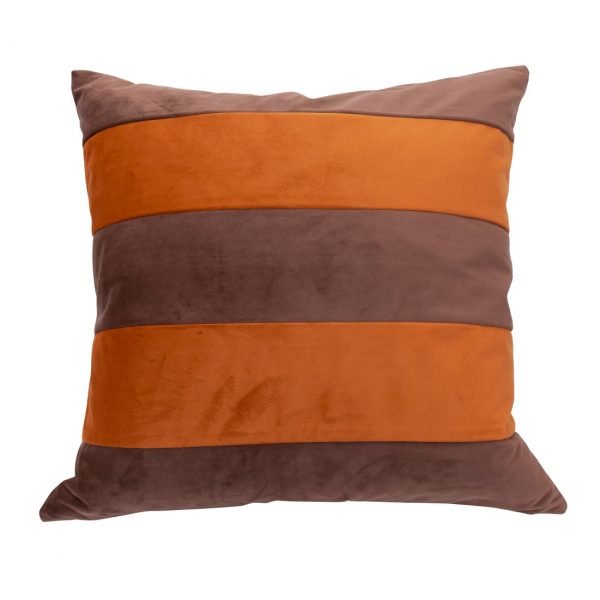 Oliveira Striped Velvet Cushion Terracotta and wine