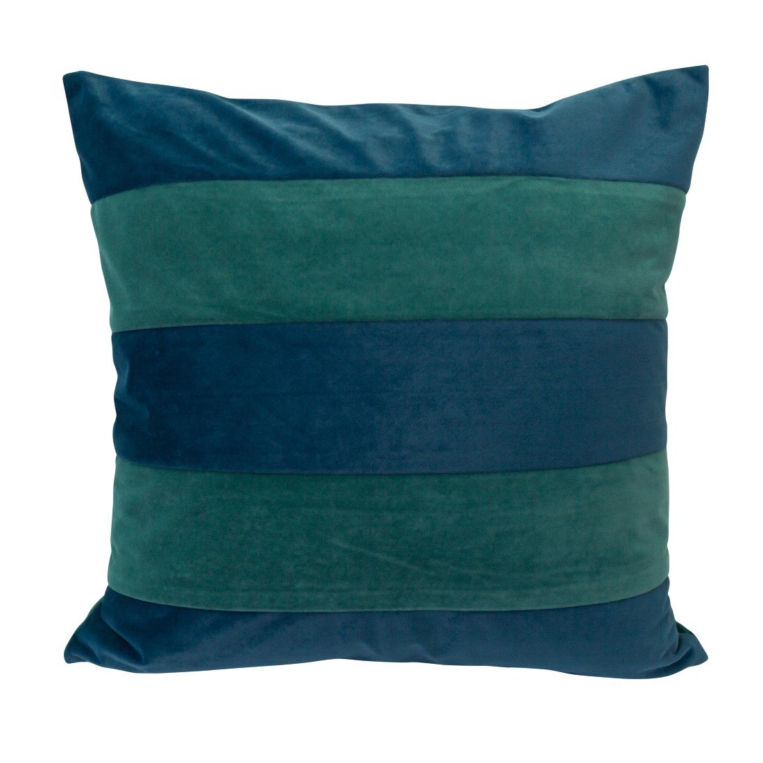 Oliveira Striped Velvet Cushion Green and blue