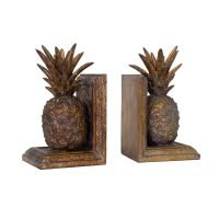 Oliveira Pair of Pineapple Book Ends Aged gold