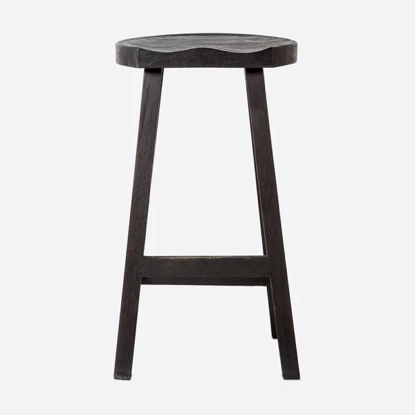 Solid Teak Wood Bar Stool - Available in Natural and Brushed Black Teak Wood – Image 2