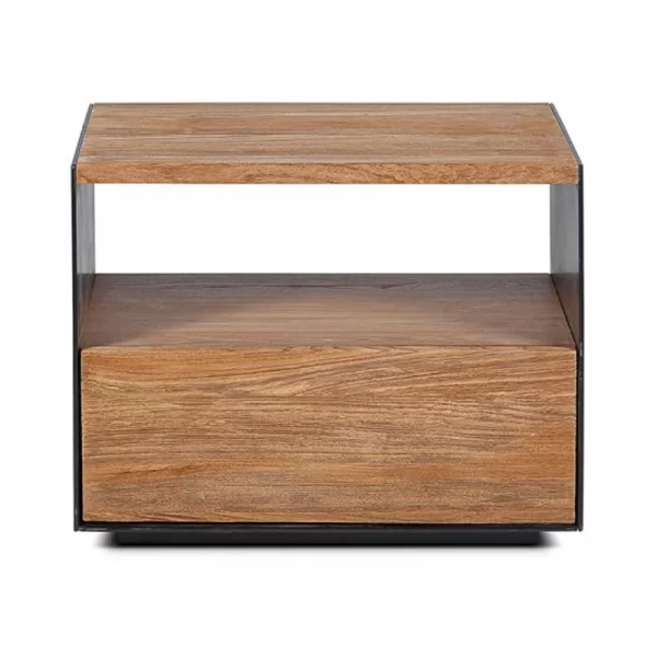 teak wood bedside table, drawer, solid, modern, rustic, nightstand, furniture, bedroom, algarve, oliveira, shop, buy