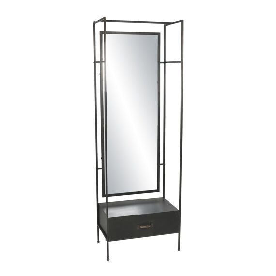 Black Metal Commode with Mirror and 1 Drawer by Oliveira Algarve 1