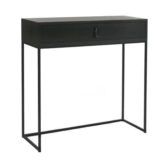 Slim Black Console Table with 1 Drawer by Oliveira Algarve