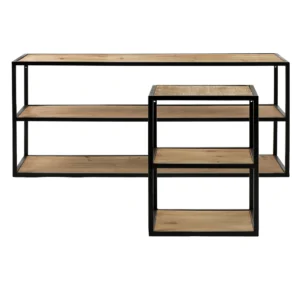 Contemporary Natural Wood and Metal shelving rack furniture algarve shop buy