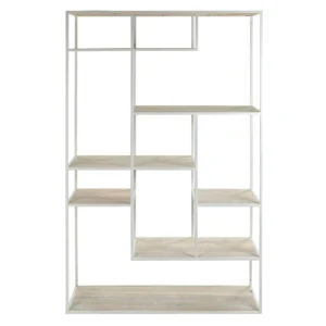 White Washed Pine Wood and Metal shelving rack furniture algarve shop buy