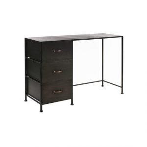 Black Metal Desk / Console Table with 3 Drawers by Oliveira Algarve