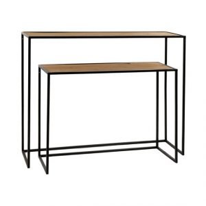 Wide Wood and Metal x2 Nest Console Tables by Oliveira Algarve