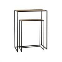 Small Wood and Metal x2 Nest Console Tables by Oliveira Algarve