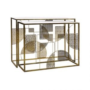 Golden Art Deco x2 Nest Console Tables by Oliveira Algarve