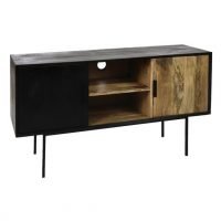 Natural and Black Mango Wood TV Cabinet by Oliveira