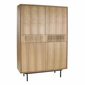 Large Wood Veneer and Metal Cupboard with 4 Doors and Shelves by Oliveira Algarve 1
