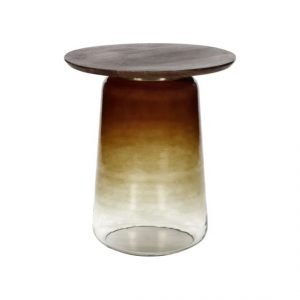 Amber Glass and Mango Wood Side Table by Oliveira Algarve