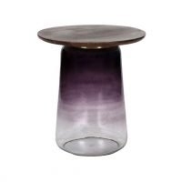 Aubergine Glass and Mango Wood Side Table by Oliveira Algarve