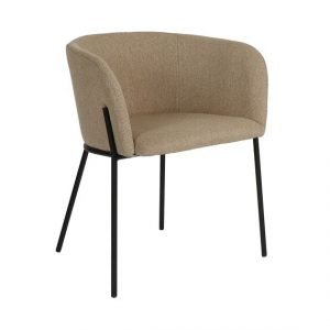 Beige Cushioned Velvet Dining Chair by Oliveira Algarve 1