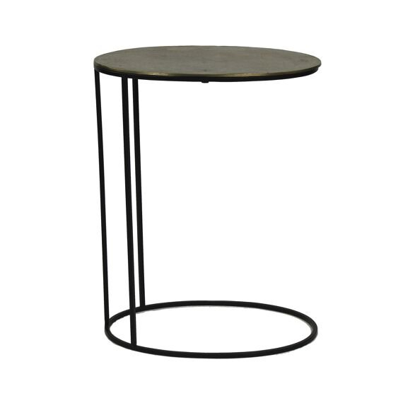 Brass Round Metal Side Table by Oliveira Algarve