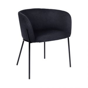 Midnight Blue Cushioned Velvet Dining Chair by Oliveira Algarve 1