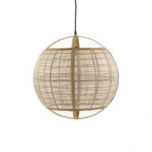 Large Ball Shaped Linen Hanging Lamp by Oliveira Algarve