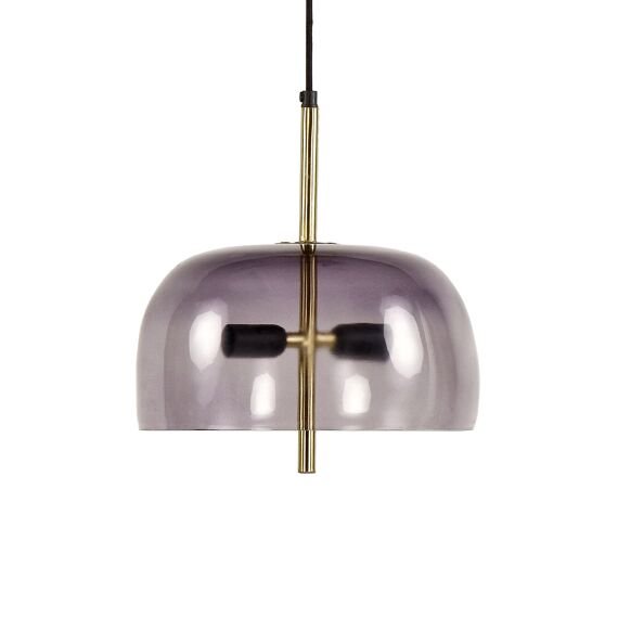 Small Glass Lavender and Brass Hanging Lamp by Oliveira Algarve