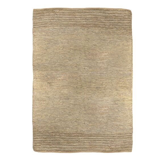 Recycled Leather and Jute Beige Rug by Oliveira Algarve