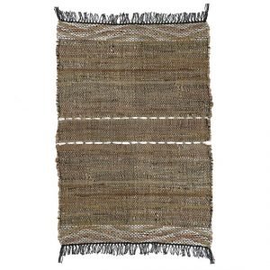Knit Recycled Leather Brown and Black Rug by Oliveira Algarve