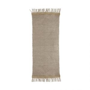 Long Cotton and Jute Beige Rug by Oliveira Algarve