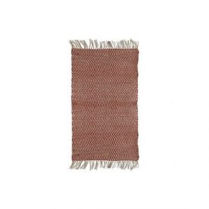 Red Rust Cotton and Jute Rug by Oliveira Algarve