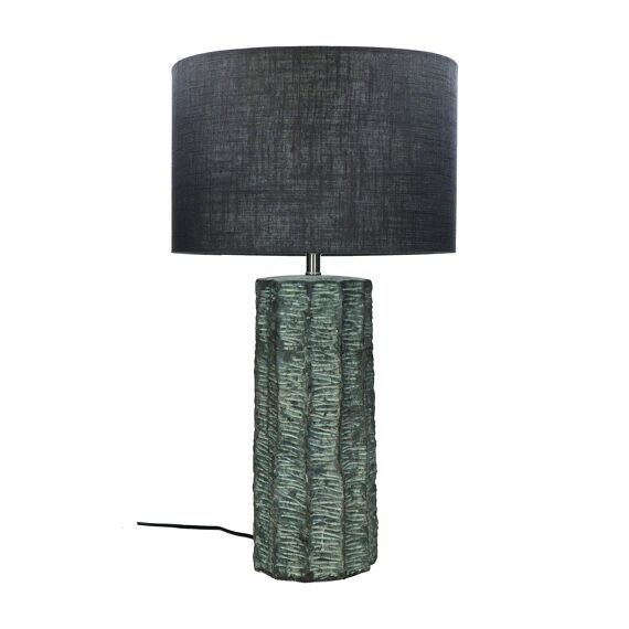 Earthware and Linen Carved Table Lamp by Oliveira Algarve