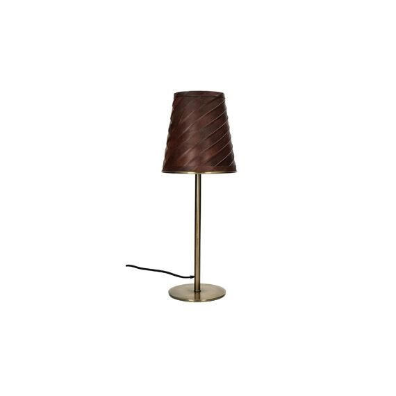 Leather and Metal Chocolate Table Lamp by Oliveira Algarve