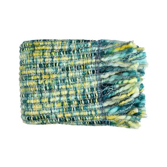 Green and Blue Faux Wool Knit Throw by Oliveira Algarve 1
