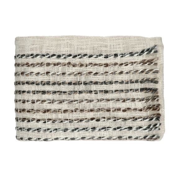 Black Lined White Throw by Oliveira Algarve 1