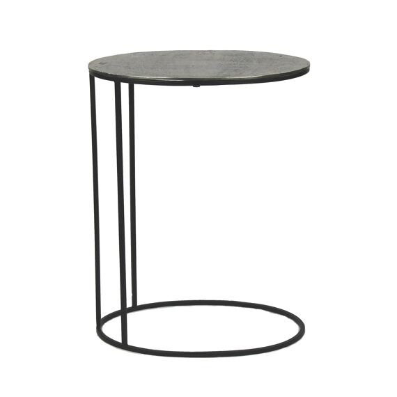Silver Round Metal Side Table by Oliveira Algarve