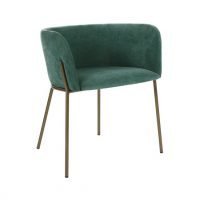 Teal Cushioned Velvet Dining Chair by Oliveira Algarve 1