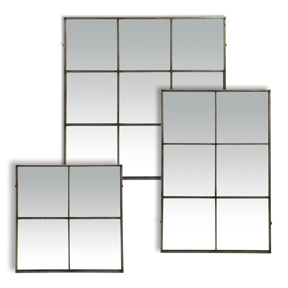 Dark Grey Patina Metal Panel Mirror furniture algarve shop