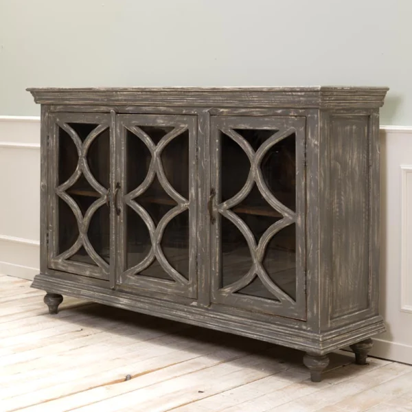 Classic Glazed Display Cabinet with Aged Grey Patina - Tall Cabinet Also Available furniture shop buy algarve