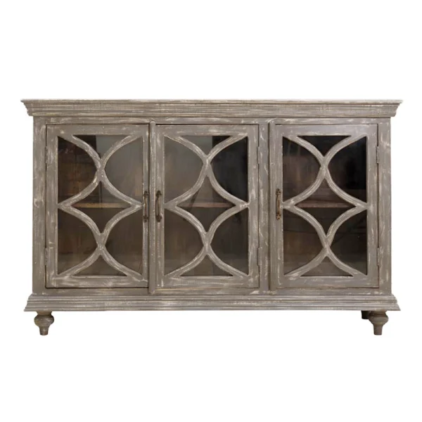Classic Glazed Display Cabinet with Aged Grey Patina - Tall Cabinet Also Available furniture shop buy algarve