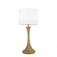 Aged Bronze Aluminium Table Lamp with White Shade by Oliveira Algarve