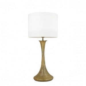 Aged Bronze Aluminium Table Lamp with White Shade by Oliveira Algarve