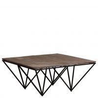 Acacia Wood and Iron Contemporary Design Square Coffee Table by Oliveira Algarve