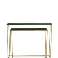 Mango Wood and Iron 2 Set Nest Console Tables by Oliveira Algarve