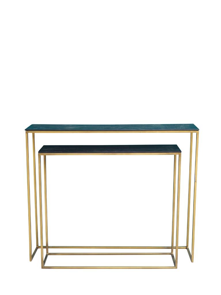 Mango Wood and Iron 2 Set Nest Console Tables by Oliveira Algarve