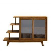 Original Mango Wood and Glass Console Table / Display Cabinet by Oliveira Algarve
