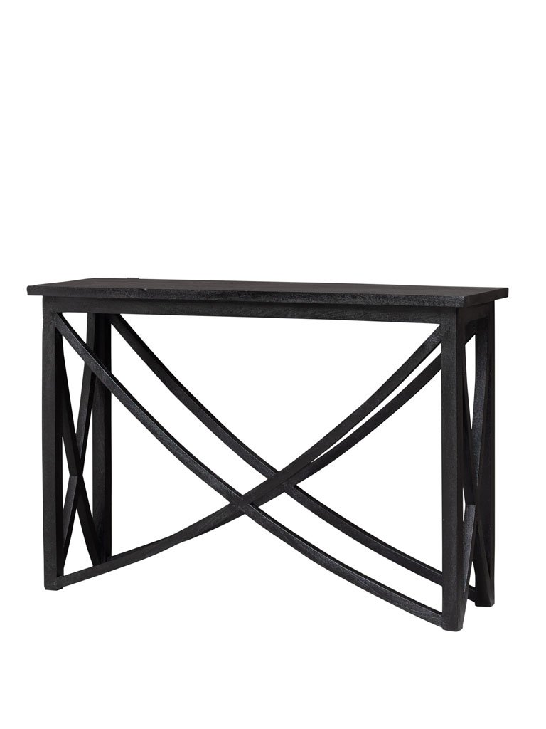 Black Console Table with Crossed Base by Oliveira Algarve