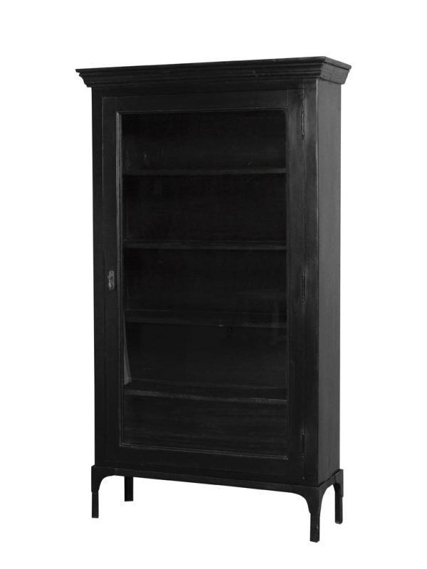 Black Iron and Glass Display Cabinet with 4 Shelves by Oliveira Algarve 1
