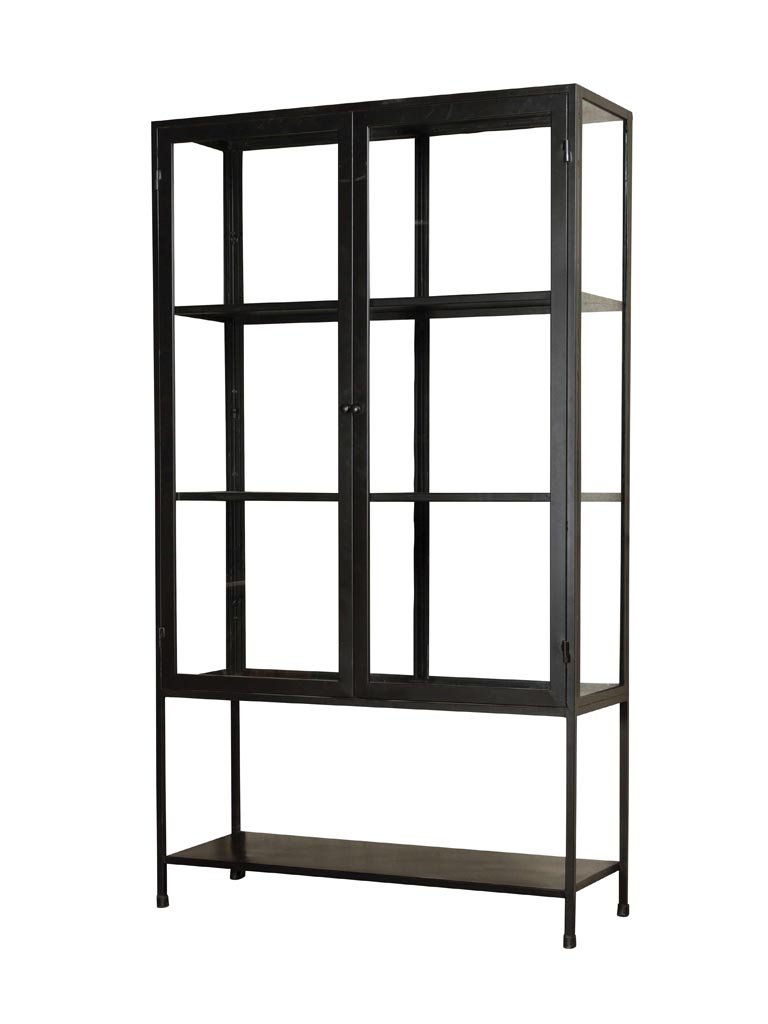 Black Simple Glass and Iron Display Cabinet by Oliveira Algarve 1