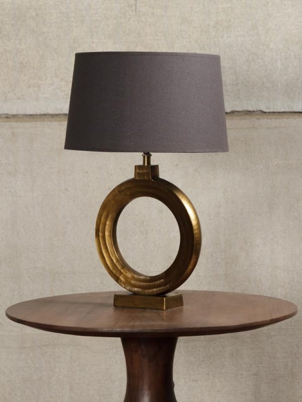 Brass and Grey Hoop Table Lamp by Oliveira Algarve