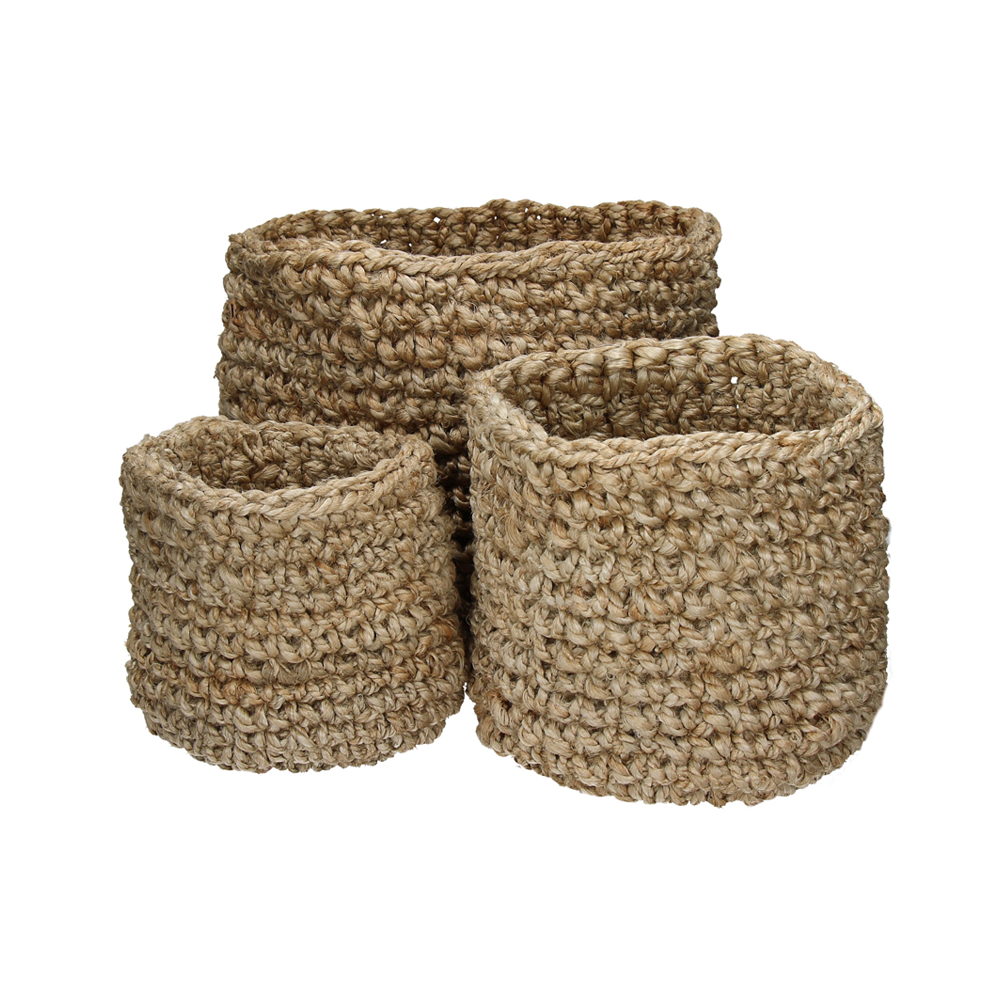 Set of Three Natural Jute Baskets Plant pots algarve furniture