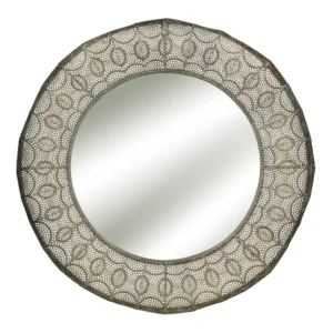 aged gold effect lace style round mirror furniture algarve shop