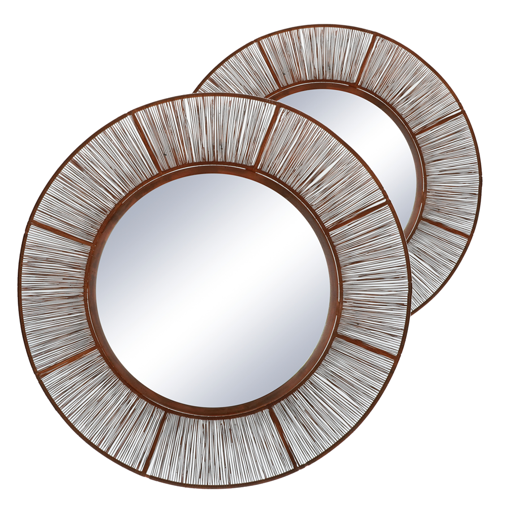 wire frame mirror round rust colour furniture algarve shop