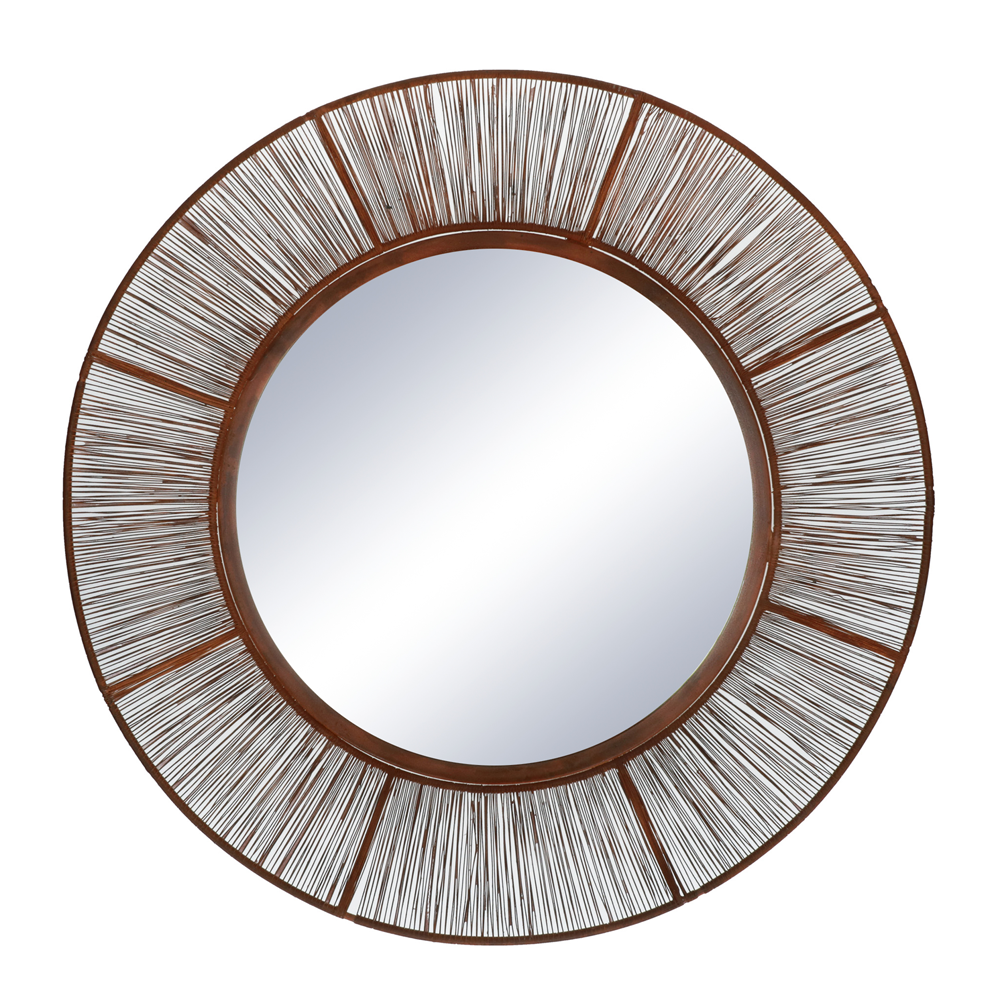 wire frame mirror round rust colour furniture algarve shop