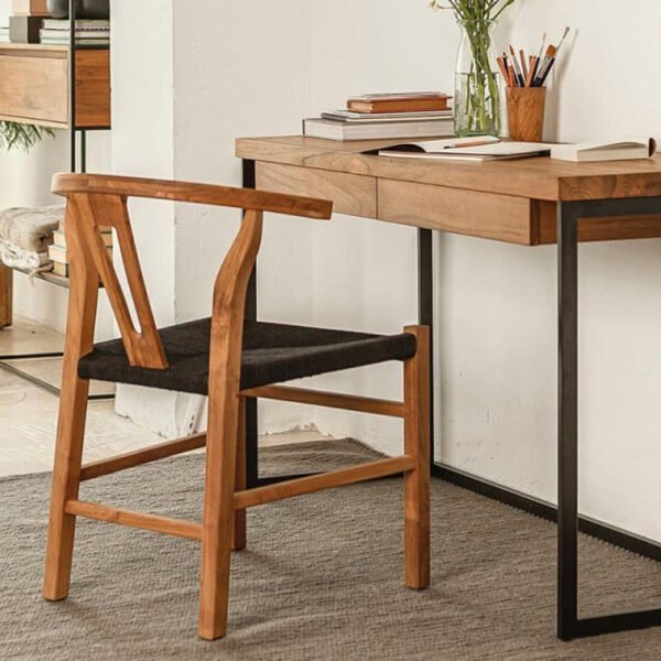 teak wood desk with two drawers